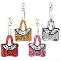 hullonguuo 4pcs DIY Full Drill Special Shaped Diamond Painting Keychain Women Pendant