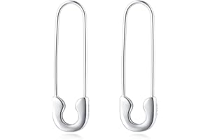 SLUYNZ Solid 925 Sterling Silver Safety Pin Hoop Earrings for Women Minimalist 1.4" Hoop Earrings Dangle