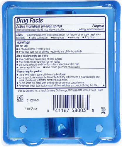 NASACORT 24HR ALLERGY NASAL SPRAY FOR ADULTS, NON-DROWSY & ALCOHOL FREE, 60 SPRAYS, 0.37 FL. OZ.