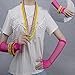 Coobey 10 Pieces Plastic Neon Bead Necklaces Neon Bracelets Long Fishnet Gloves Set 80s Party Dress Accessories, Multicolour
