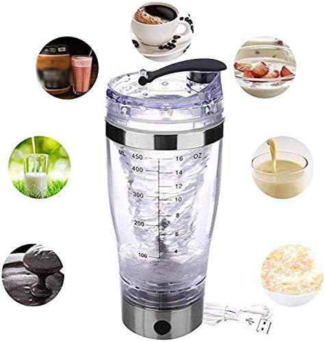Hmwxbs Rechargeable Mixer Bottle Portable Protein Shaker Bottle with USB Cable Mixer Cup for Protein Powder, Milkshake, Sugar, Coffee And More Powder
