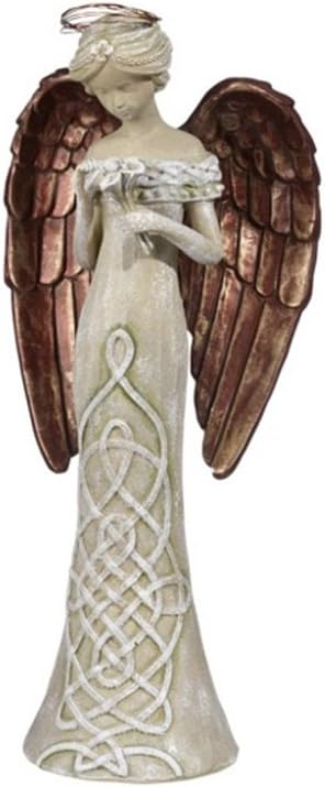 Grassland Road Christmas Home Decor Irish Celtic Angel Figurine (Angel Holding Flowers 472763-F)