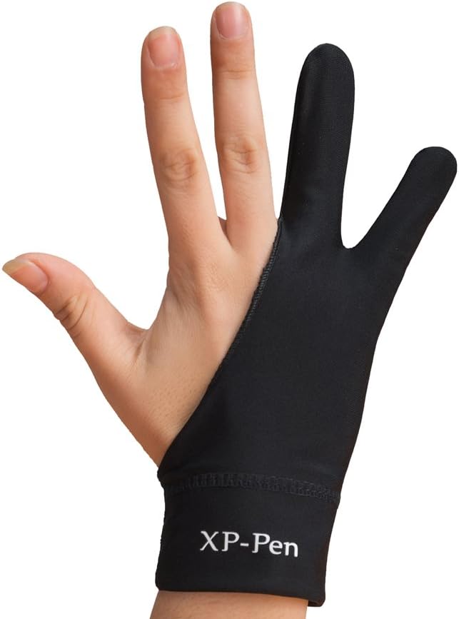 XP-PEN Drawing Anti-fouling Lycra Graphics Two-Finger Glove S/M/L Size (M), Black, Medium - Image 4