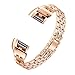 bayite Bands Compatible Fitbit Charge 2, Replacement Metal Bracelet Adjustable Fitbit Charge 2 Bands Rose Gold with Rhinestone