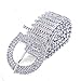 FUMUD 9 Rows Rhinestone Crystal Waistband Belts Silver Plated Fashion Accessory for Women