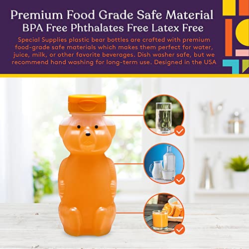 Special Supplies Honey Bear Straw Cup with Long Straws, 6 Pack, Squeezable Therapy and Special