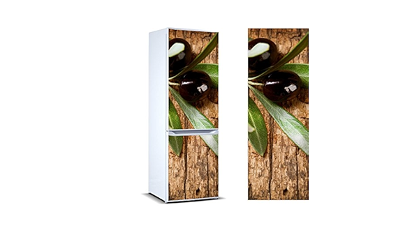 Vinilo Frigorífico Rama Olivo Aceitunas Negras 185x70cm ...