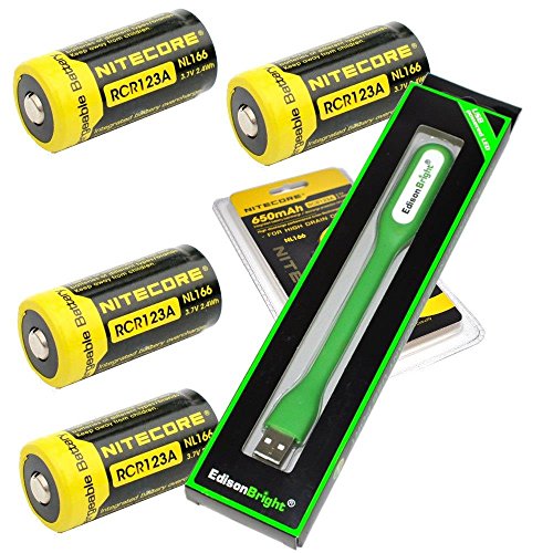 Buy Bundle 4 Pack Nitecore NL166 RCR123A 3.7V 650mA 2.4Wh 650mAh