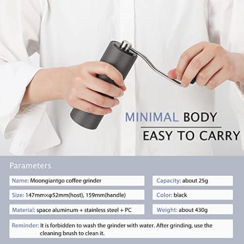 Moongiantgo Macinacaffè Manuale, Ruvidezza della Bava Conica in Acciaio Inossidabile Regolabile, Capacità 25g, Spazio… - immagine 7