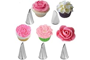 5Pcs Piping Nozzles Piping Nozzle Tips Rose Flower Piping Tips Set Rose Petal Metal Cream Tips Pastry Tip Cake Cream Decorati