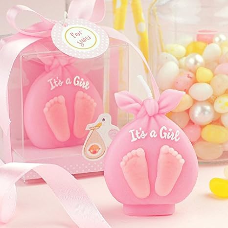 Baby Christening Candle Adorable Baby Boy Girl Footprint Birthday