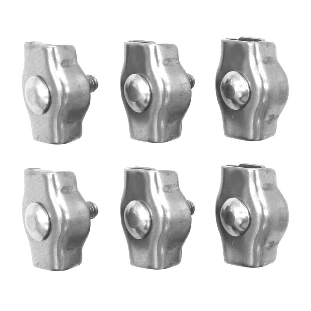 POFET 6 Pack 304 Stainless Steel Bolt Wire Clips, Adjustable Steel Wire Rope Single Clamps M8