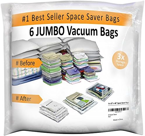 6 Jumbo Space Saver Bags - Vacuum Storage Bundle