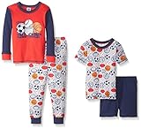 Gerber Toddler Boys Four-Piece Cotton Pajama Set, Sports, 3T