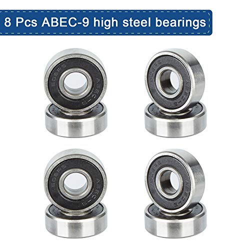 NONMON Skateboard Wheels 52mm 95A with ABEC-9 Bearings, Pack of 4, Solid Black