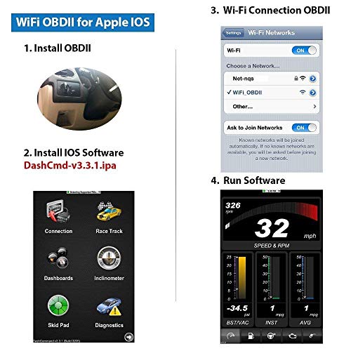wsiiroon Car WiFi OBD 2, OBD2 Scan Tool, Car OBDII Scan Tool Auto Diagnostic Scanner Code Reader/Scan Tool Check Engine Light for iOS & Android (Black)