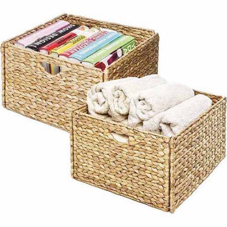 Rugged Woven Hyacinth Storage Cube Basket, 2 pack