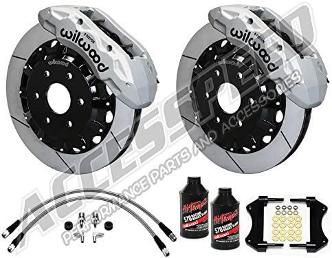 WILWOOD FRONT BIG BRAKE KIT PACKAGE WITH FREE STAINLESS BRAKE LINES & BRAKE FLUID - WILWOOD TX6R 15.5" FRONT BRAKE KIT WITH CLEAR CALIPERS AND SLOTTED ROTORS, FITS 2017 2018 F150 RAPTOR