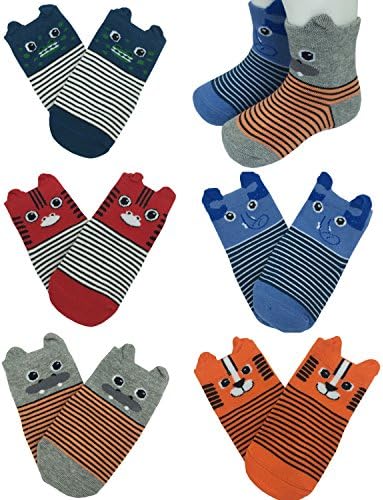 FlyingP Baby Socks 5 Pairs Anti Skid Slip Socks Non Skid Ankle Cotton Socks Baby Walker Grip Socks for 12-36 Months Toddler and Infants