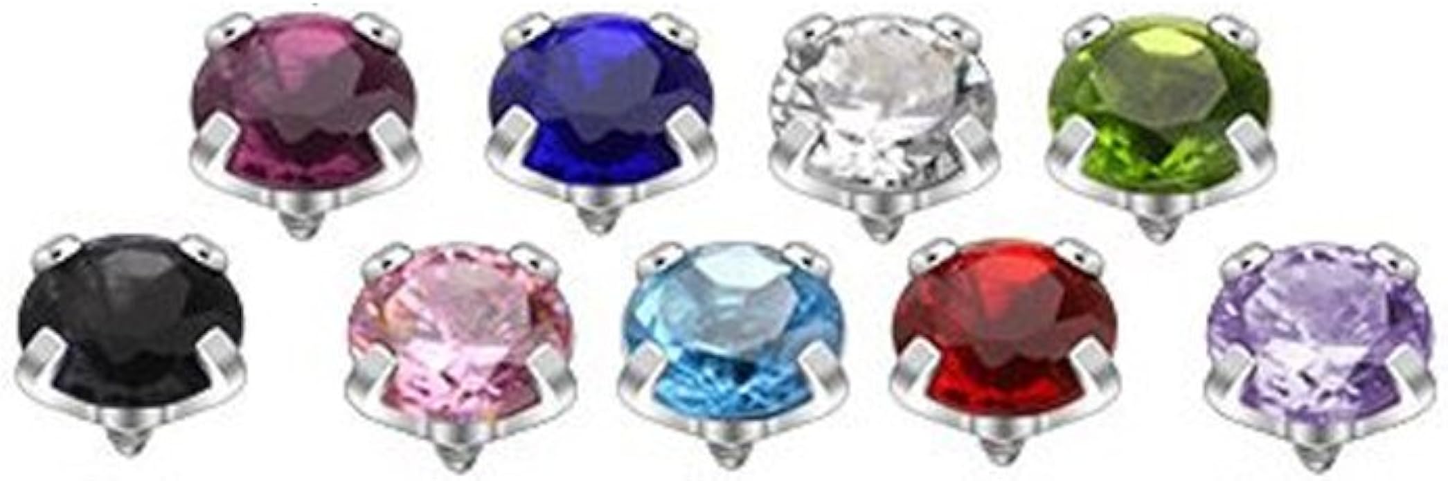 9 Colored Jeweled Dermal Top 5mm Jewelry