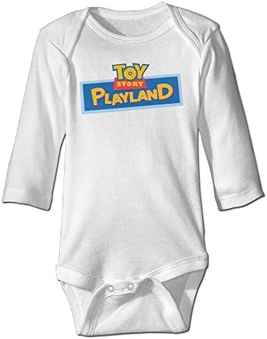 Zengbaba Baby's Toy Story Playland Logo Hanging Bodysuit Long Sleeve White