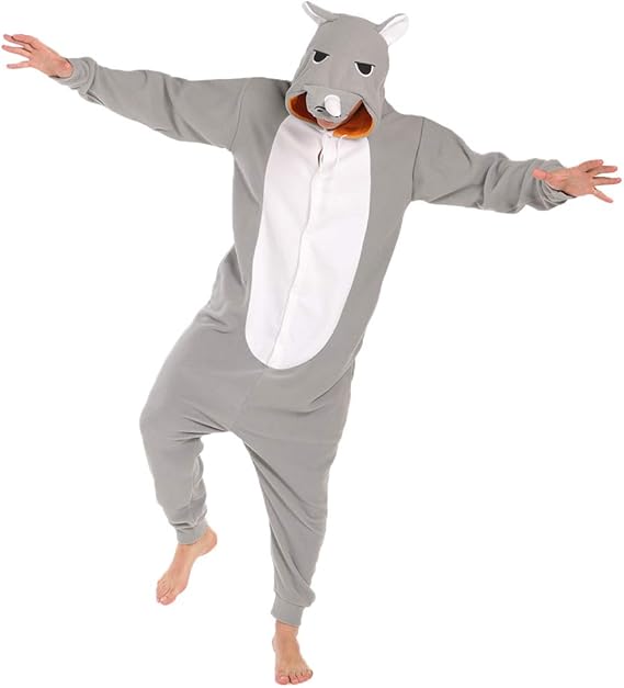 FORLADY Animal Grey Rhinoceros Onesie Adult Pajamas Performance Costume