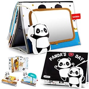 beiens Tummy Time Toys, Soft Crinkle Cloth Books 0-6-12 Months, Fun High Contrast Baby Black and White Toys, Safe…