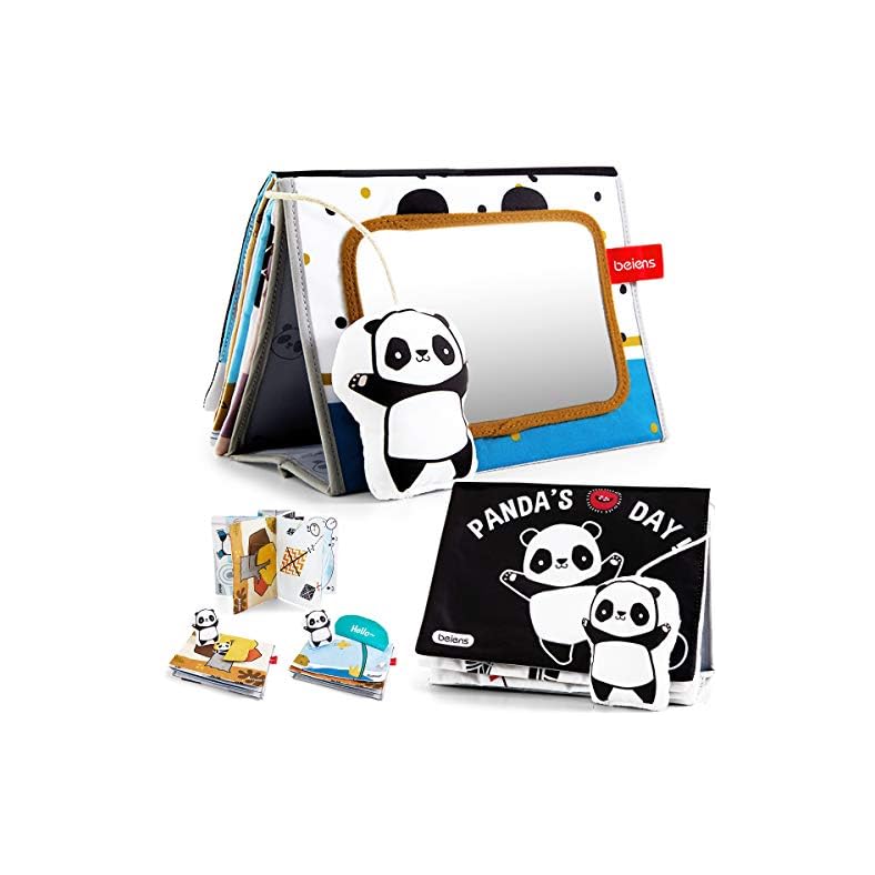 beiens Tummy Time Toys, Soft Crinkle Cloth Books 0-6-12 Months, Fun High Contrast Baby Black and White Toys, Safe…
