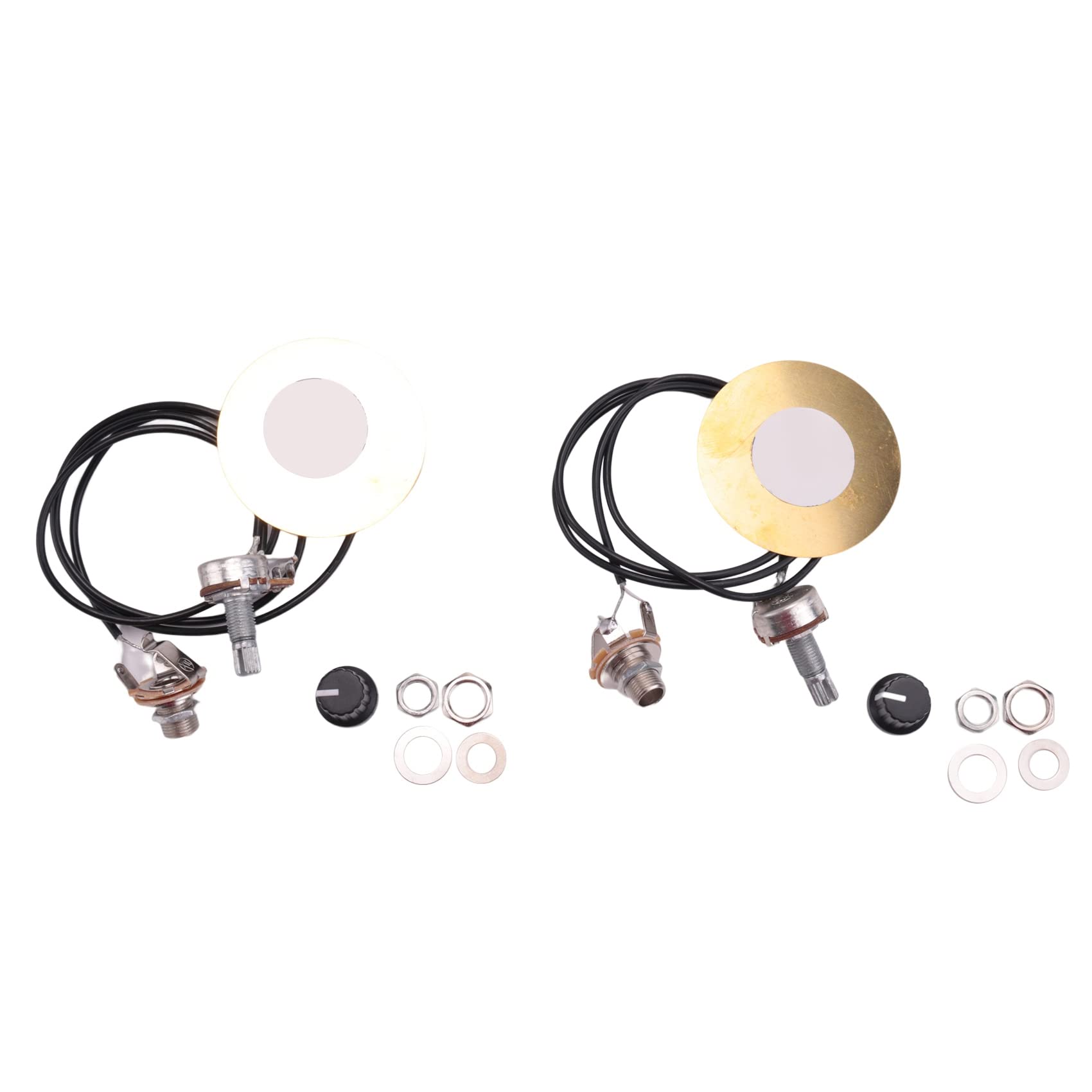 tassieroon 2Pcs 50MM Guitar Pickup Piezo Transducer Prewired Amplifier with 6.35MM Output Jack for Acoustic Guitar Ukulele Guitar