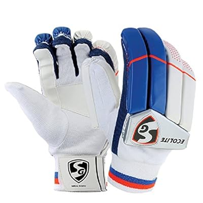 SG Ecolite Batting Gloves For Men (Right Hand) - Premium PVC & Cotton, Elastic Wristband, Hook & Loop Fastener
