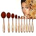 Oval Toothbrush Makeup Brush Set, 10pcs Deluxe Rose Gold Toothbrush Make-up Brushes Powder Foundation Contour with Case Box