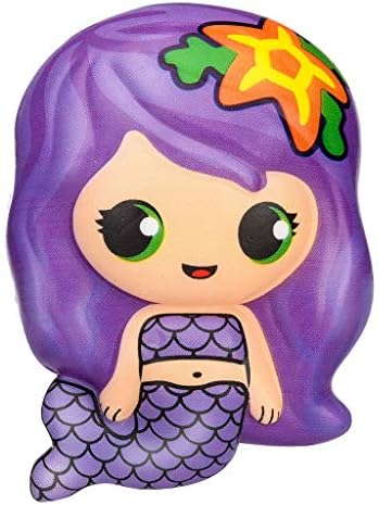 Onefa Cute Squishies Mermaid Girls Toys - Slow Rising Kawaii Cream Scented Mermaid Stress Relief Toys Gifts for Girls Kids Adults (Purple)