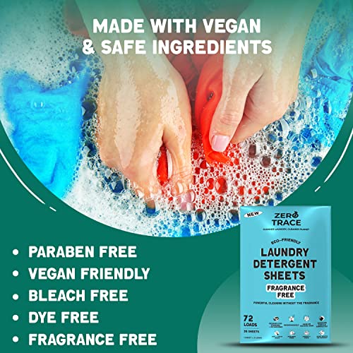 Zero Trace All Natural Laundry Detergent Fragrance Free Sheets Eco