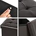 B FSOBEIIALEO Storage Ottoman Small Cube Foot Rest Seat Faux Leather, Brown 12.6