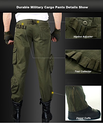 EKLENTSON Mens Camo Pants Zipper Pockets Hunting Tactical Combat Pants Woodland Loose Fit