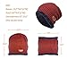 HINDAWI Womens Beanie Winter Hat Scarf Set Slouchy Warm Snow Knit Skull Cap (Red)