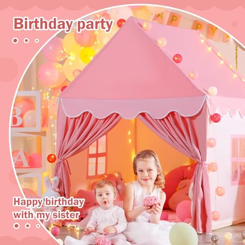CENXI Kids Play Tent ，with Rug for Girls Large Fairy Playhouse for Kids Princess Castle Tent Gift Toys for Girl Toddler Children Play House (Pink moon)