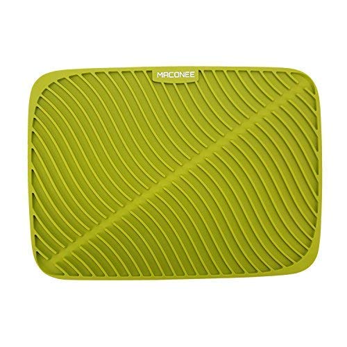 Silicone Drying Mat | MACONEE Dish Drying Mat For Kitchen, Thick Counter Mat With Deep Grooves, Dry Faster & Easy Letting The Water Out, Extra Thickness, Green - Thumbnail 7