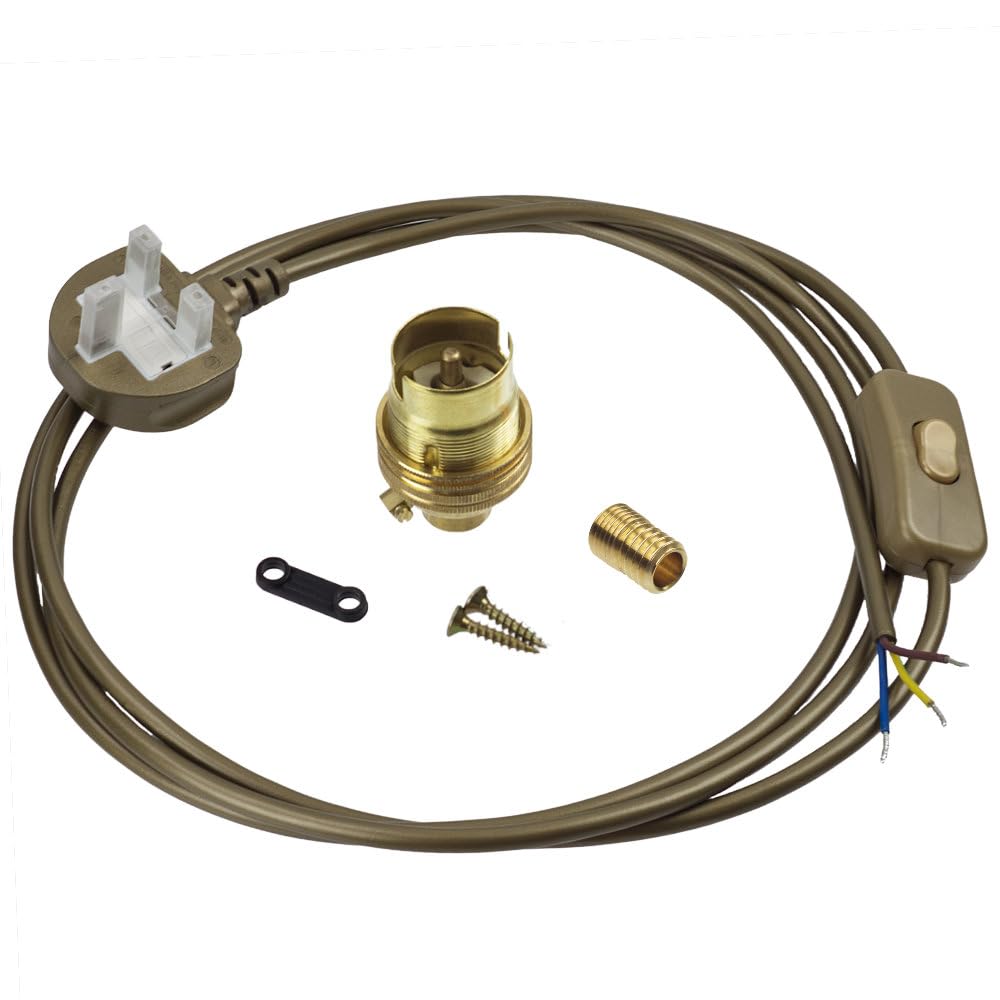 Wooden Base Lamp Kit 8 with Brass Un-Switched Lampholder KIT8B