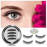 Magnetic Eyelashes 3 Magnets LeifLea Magnetic Lashes Natural Full Eye Magnetic Fake Lashes Ultra Thin Magnet Eyelashes 3D False Eyelashes 3  Lash Magnetic (1 Pair/4 Pcs)