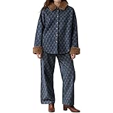 YUSHE 2 Piece Denim Outfit for Women | Button Down Shirt & Pant Set with Detachable Faux Fur | Cotton Rich Winter Set