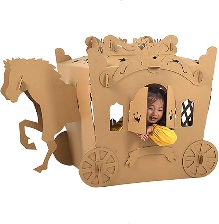 Amazon ダンボール製 子供のおもちゃ 馬車 子供のコスプレイおもちゃ 秘密基地 パフォーマンス小道具 おままごと ダンボールホウス キッズテント おもちゃ