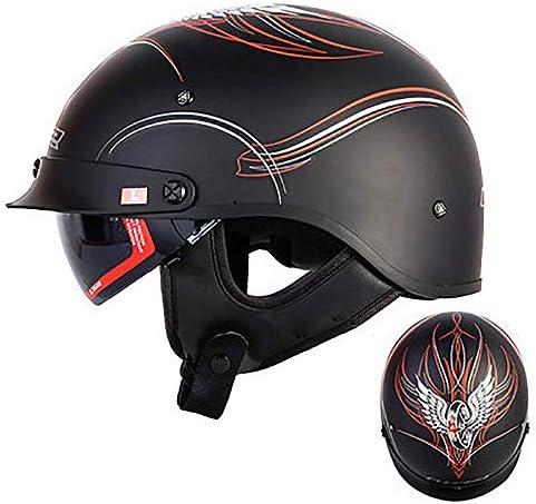 半帽オートバイハーフヘルメットジェットヘルメットファッションレトロハーレーオートバイオープンフェイスヘルメット Dot Ece認定クルーザーチョッパースケートボードモペットクイックリリースヘルメット Birkdocesesalgados Com Br