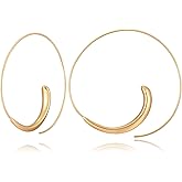 YKKZART Gold Hoop Earrings 14k Gold Plated Hoop Earrings for Women Big Gold Silver Hoop Simple Spiral Brushed Ball Dangle Drop Earrings for Women Gift