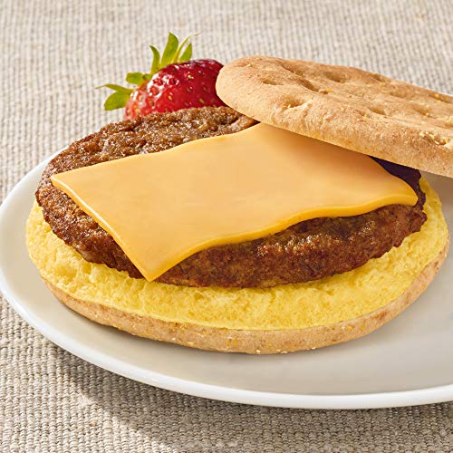 Kellogg's Morningstar Farms Sausage Egg & Cheese Sandwiches - Clean Eating Meals, Vegetarian, Kosher Diary 14.8 oz Box (4 Count)