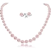 Elunix Pearl Necklace Set for Women Faux Pearl Necklace & Stud Earrings Costume Jewelry Set, Wedding Bridesmaid Prom Gifts