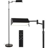 SUNMORY Dimmable LED Pharmacy Floor Lamps, 16W/1500LM Bright Reading Lamp | Remote Touch Control, 350&deg;Swing Arm, Adjustable Height, Task Craft Tall Standing Light for Living Room Bedroom Office, Black