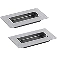 T Tulead 2PCS Stainless Steel Pocket Door Handles Recessed Cabinet Handle Rectangular Flat Sliding Door Pulls Brushed Nickel Flush Pull Handle 4-Inch Length with Screws