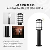 MiniSun Pair Modern Outdoor IP44 Black Stainless Bollard Lantern Posts view 2