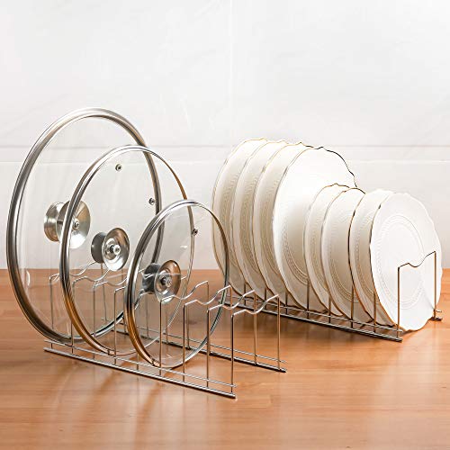 Slideep Kitchen Pan and Pot Lid Organizer Rack for Pot Lids, Plates